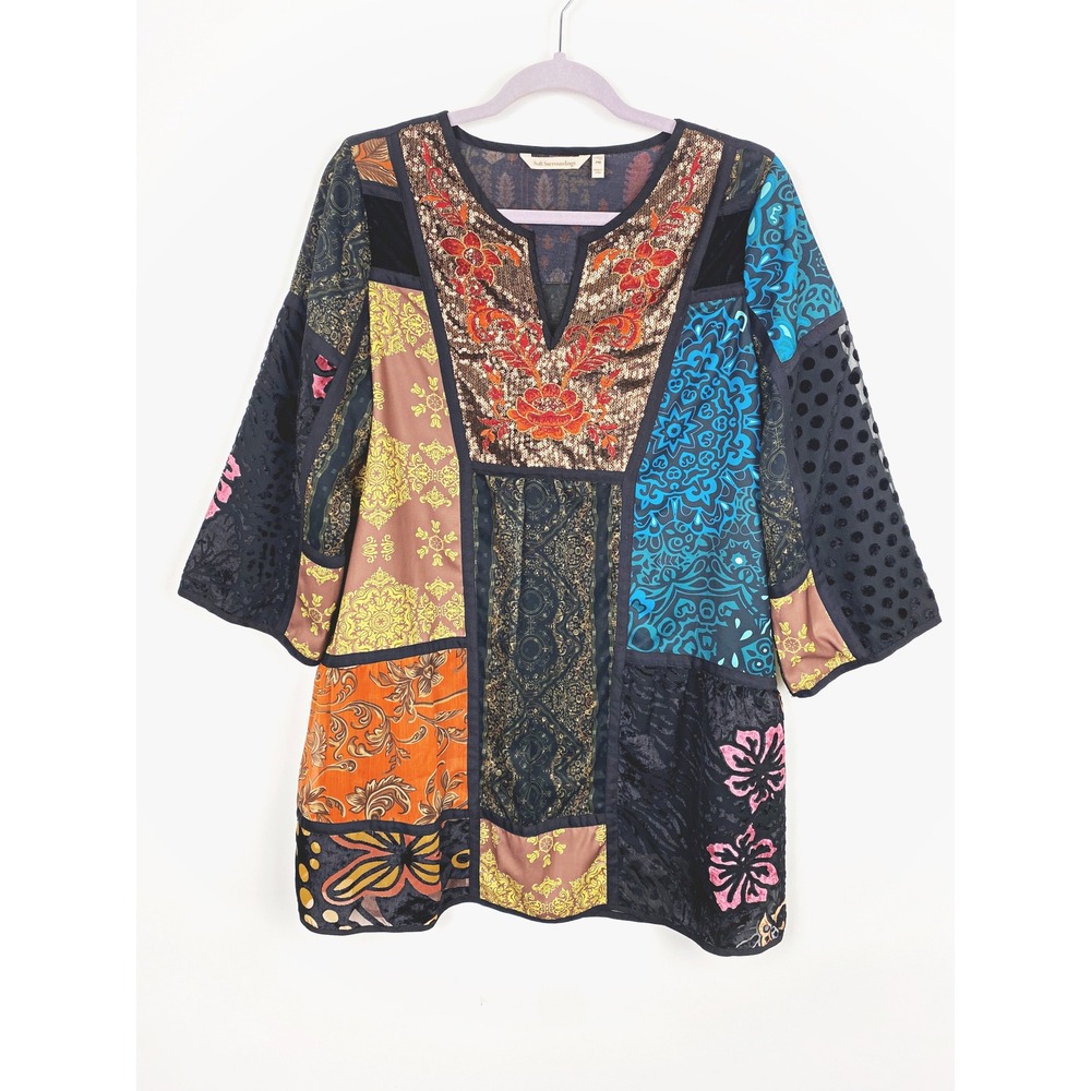 Soft Surroundings Adassa Patchwork Sequin Tunic Top MP